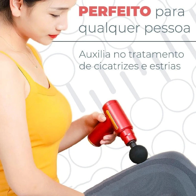 Pistola Massageadora Muscular Elétrica Profissional  Recarregável Linha Premium